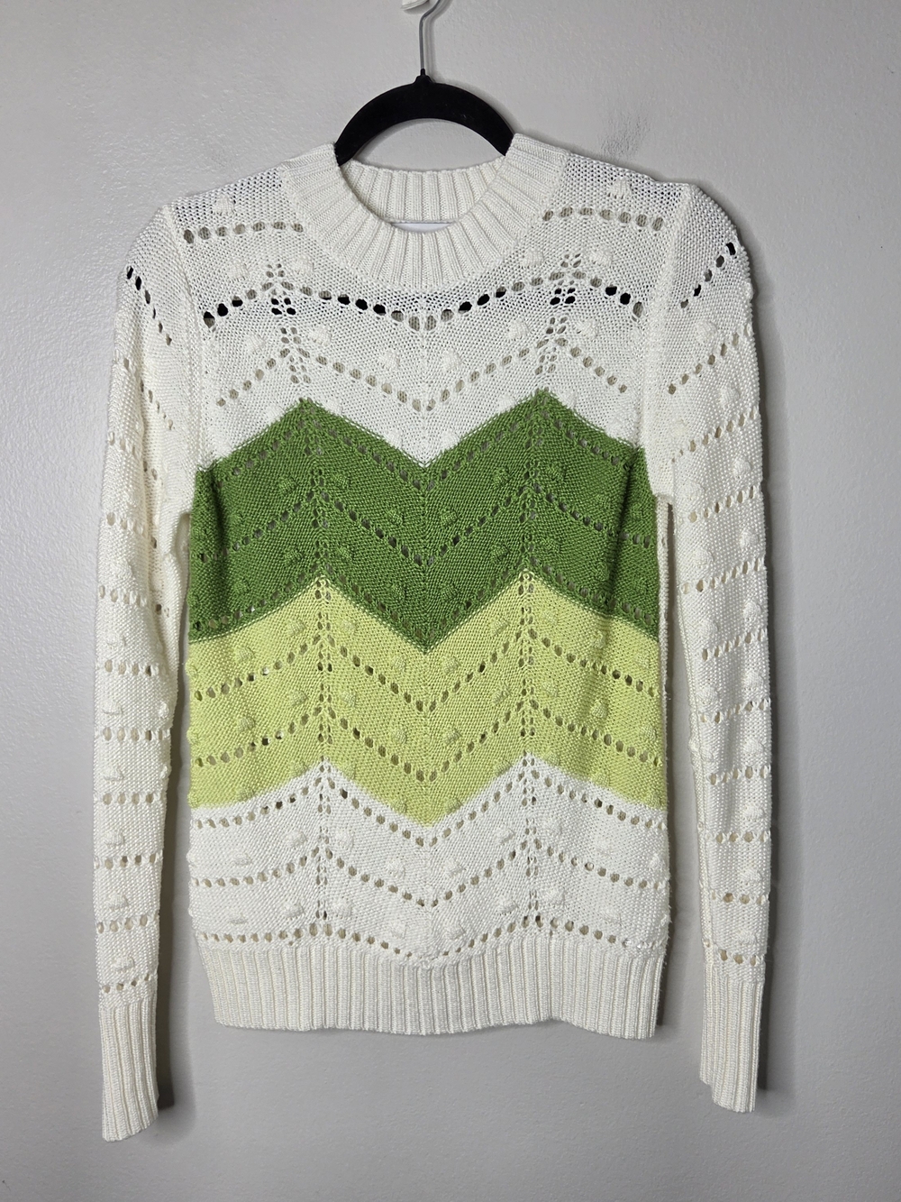 Greylin Eyelet PomPom Chevron Sweater